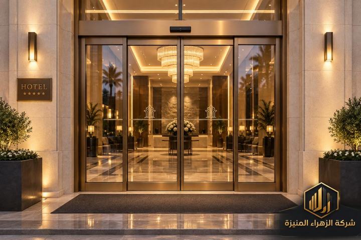 باب زجاجي سحّاب لمدخل فندق