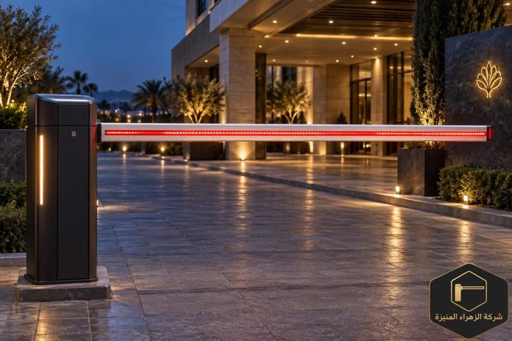 حاجز ذراع مضيء عند مدخل فندق
