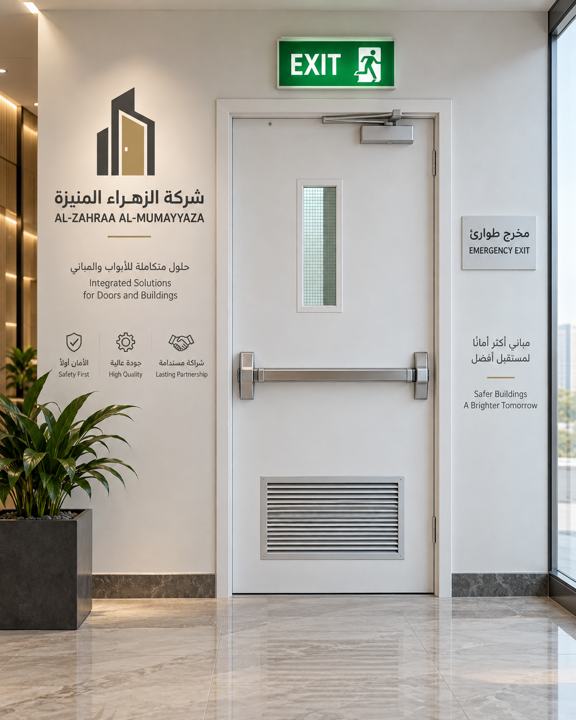 باب طوارئ أبيض بفتحة تهوية