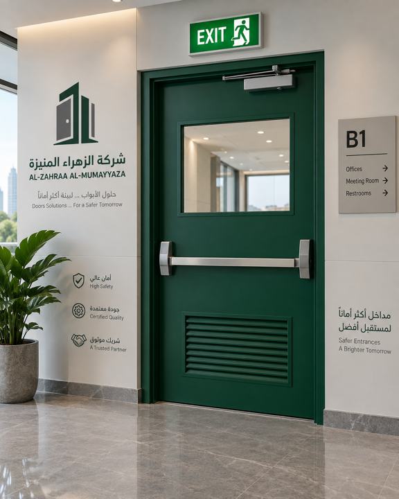 باب طوارئ أخضر داكن