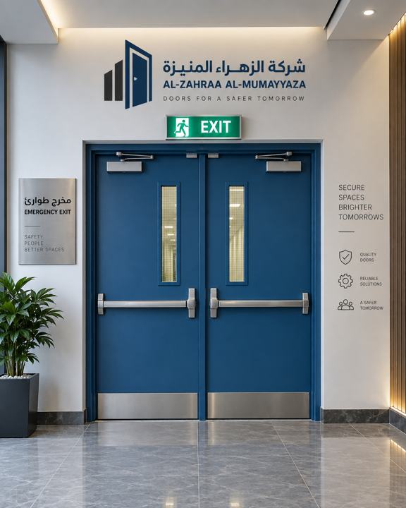 باب طوارئ أزرق مزدوج